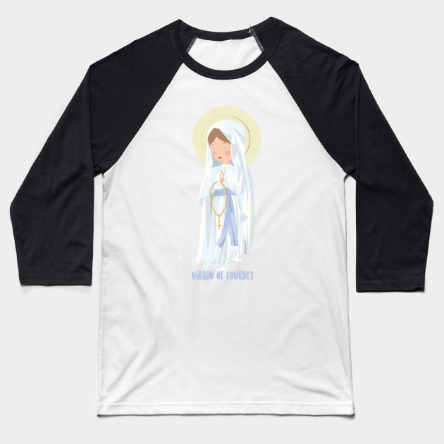 Virgin of Lourdes Baseball T-Shirt by AlMAO2O